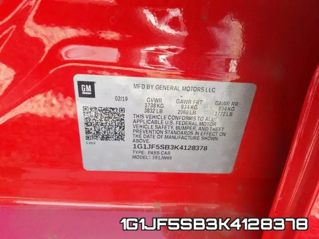 1G1JF5SB3K4128378 фото 2