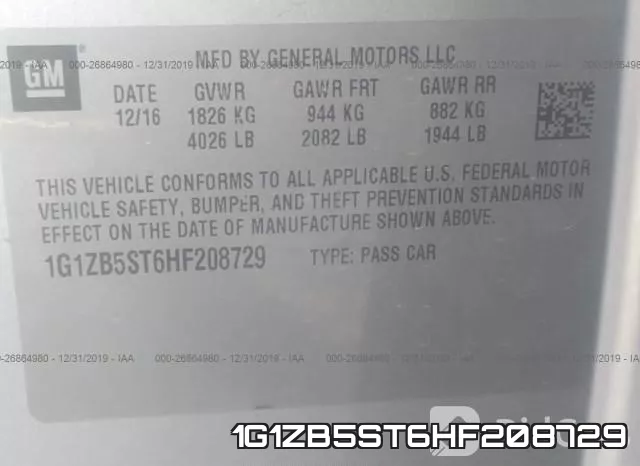 1G1ZB5ST6HF208729 фото 10