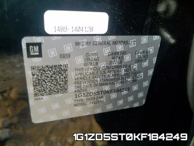 1G1ZD5ST0KF184249 фото 2