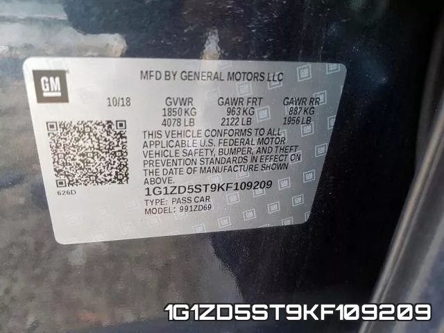 1G1ZD5ST9KF109209 фото 2