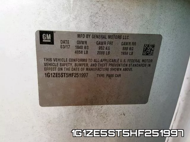 1G1ZE5ST5HF251997 фото 2