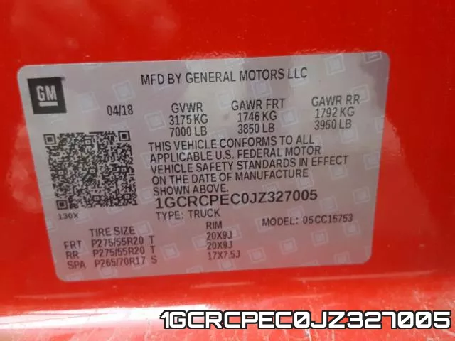 1GCRCPEC0JZ327005 фото 2
