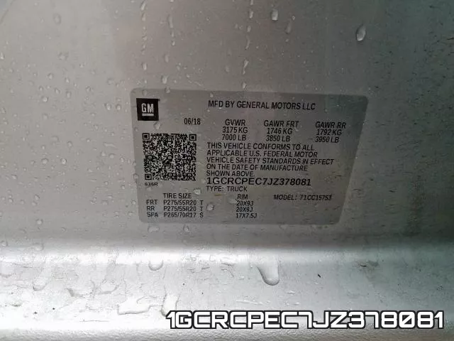 1GCRCPEC7JZ378081 фото 2