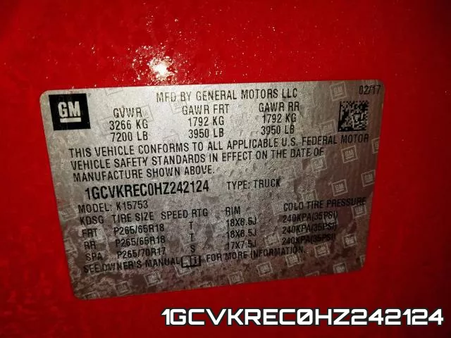 1GCVKREC0HZ242124 фото 2