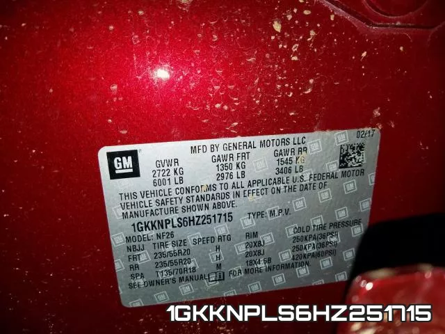 1GKKNPLS6HZ251715 фото 2