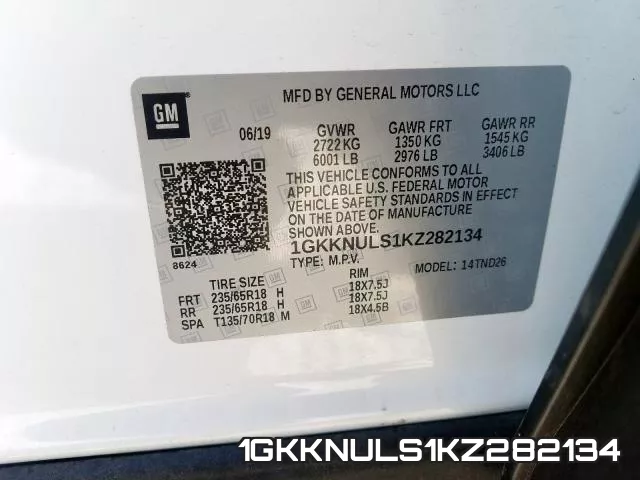1GKKNULS1KZ282134 фото 2