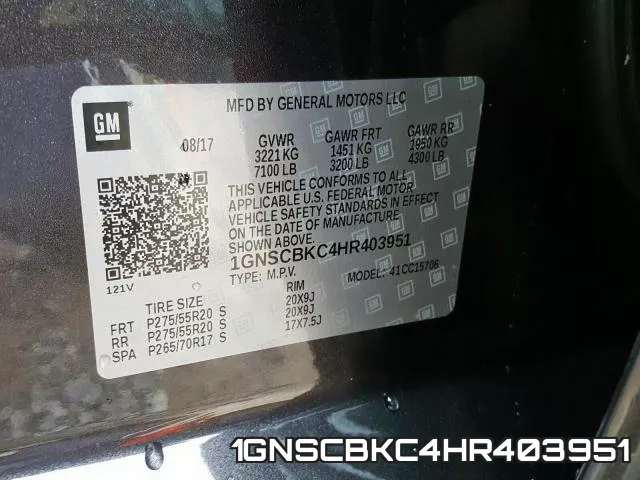 1GNSCBKC4HR403951 фото 2