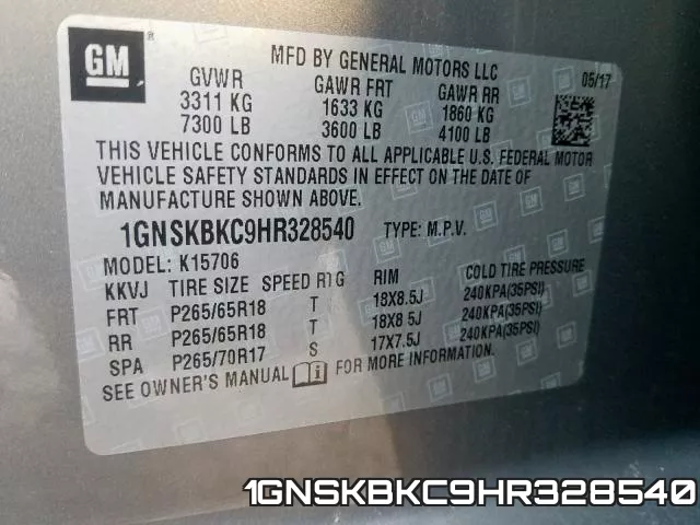 1GNSKBKC9HR328540 фото 2
