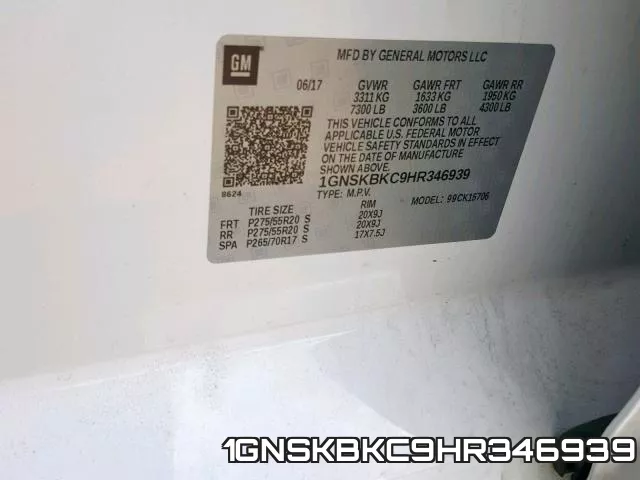 1GNSKBKC9HR346939 фото 2