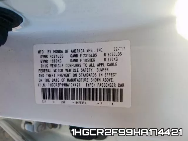 1HGCR2F99HA174421 фото 2