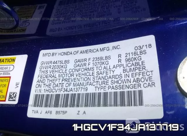 1HGCV1F34JA137719 фото 10