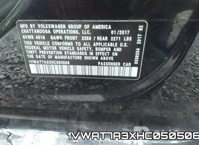 1VWAT7A3XHC050506 фото 10