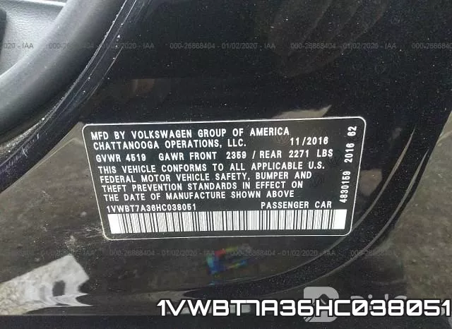 1VWBT7A36HC038051 фото 10