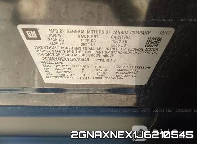 2GNAXNEX1J6210545 фото 10