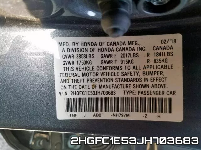 2HGFC1E53JH703683 фото 2