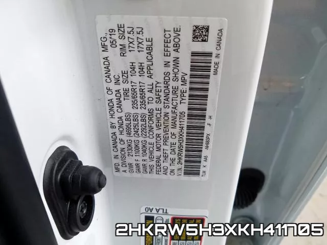 2HKRW5H3XKH411705 фото 2