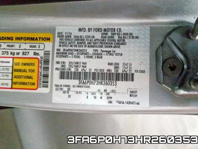 3FA6P0H73HR260353 фото 2