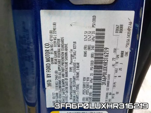 3FA6P0LUXHR316219 фото 2
