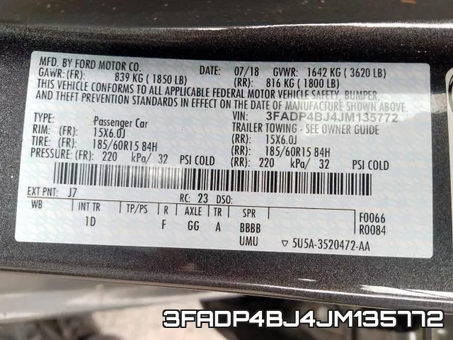3FADP4BJ4JM135772 фото 2
