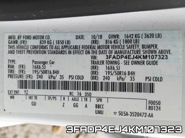 3FADP4EJ4KM107323 фото 2