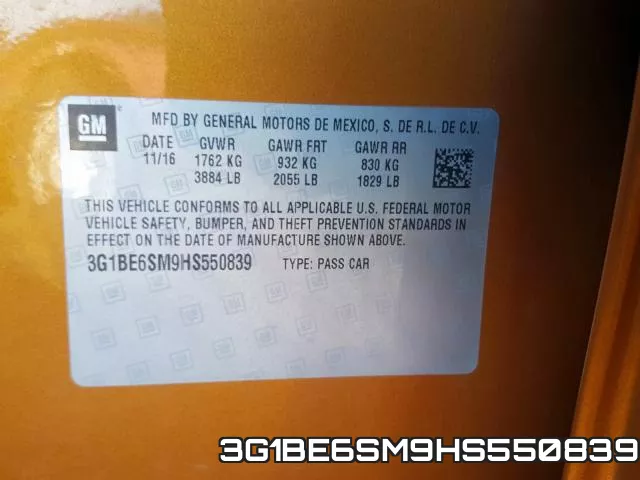 3G1BE6SM9HS550839 фото 2