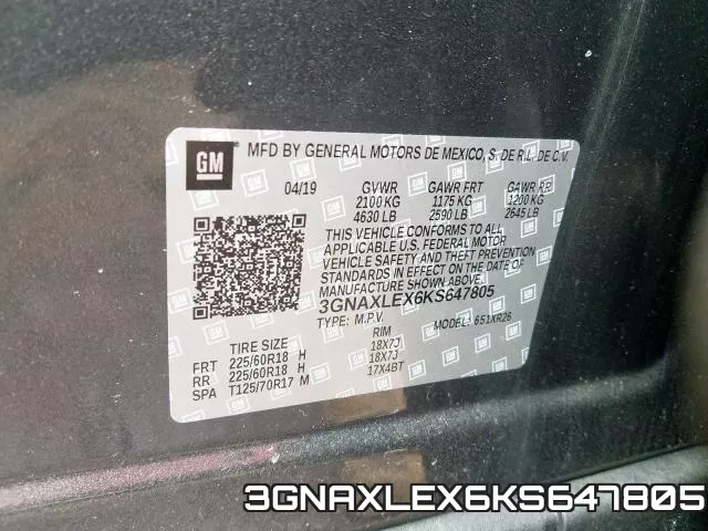 3GNAXLEX6KS647805 фото 2