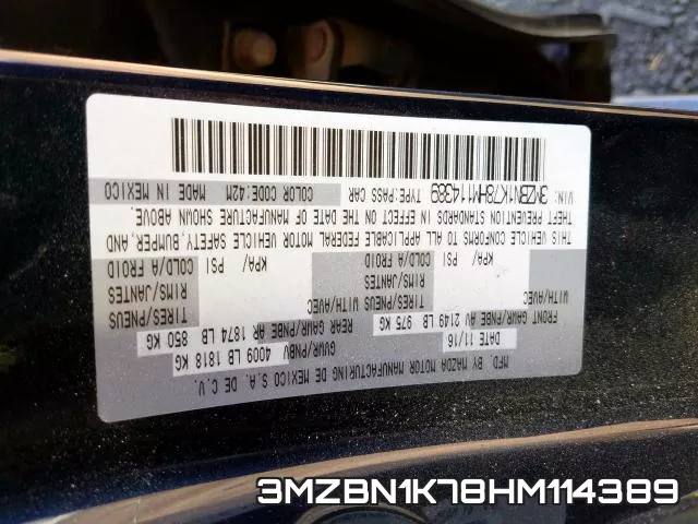 3MZBN1K78HM114389 фото 2