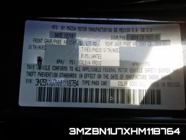3MZBN1U7XHM118764 фото 2