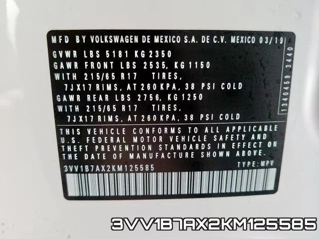 3VV1B7AX2KM125585 фото 2