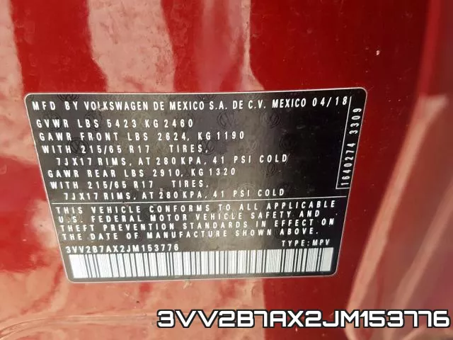 3VV2B7AX2JM153776 фото 2