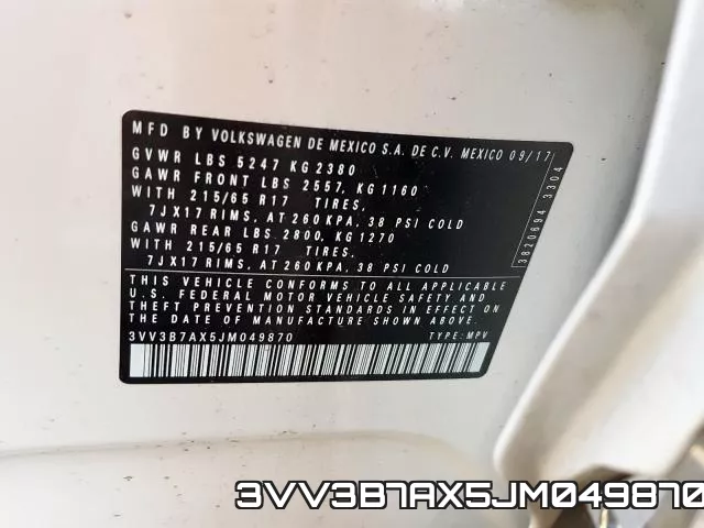 3VV3B7AX5JM049870 фото 2