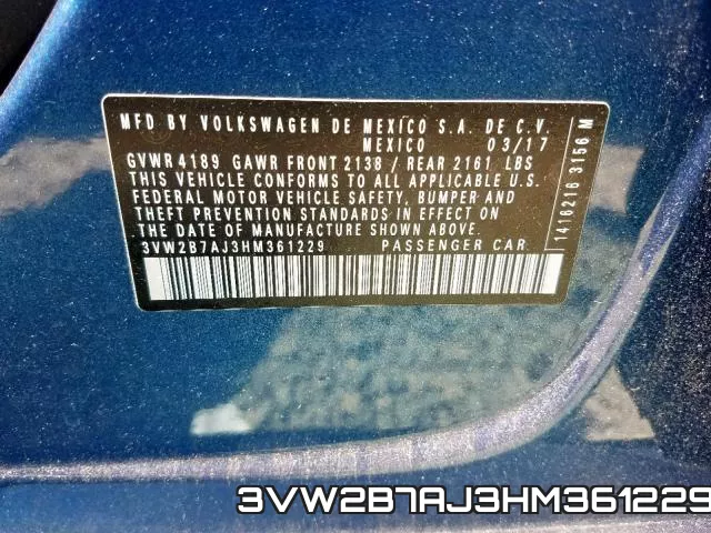 3VW2B7AJ3HM361229 фото 2