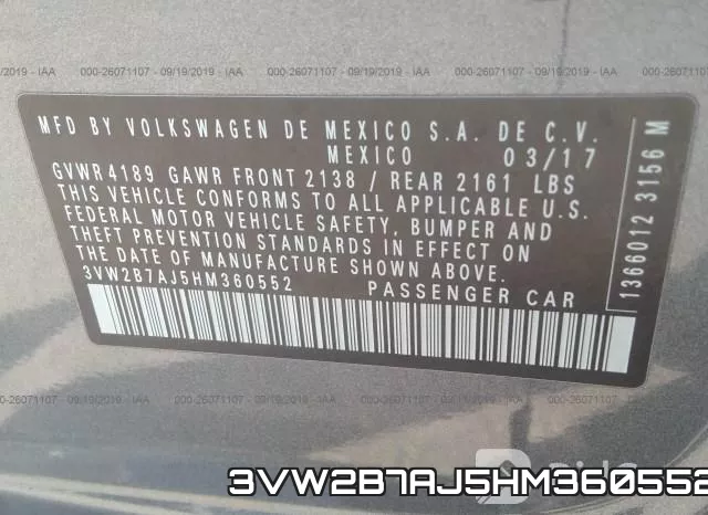 3VW2B7AJ5HM360552 фото 10