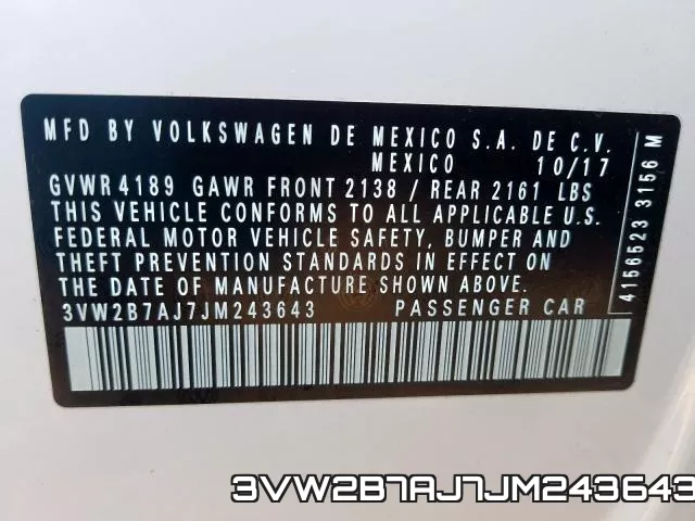 3VW2B7AJ7JM243643 фото 2