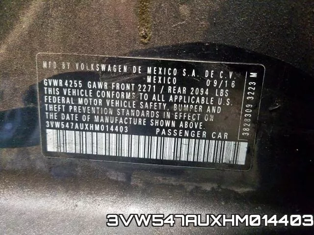 3VW547AUXHM014403 фото 2