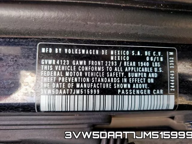 3VW5DAAT7JM515999 фото 2
