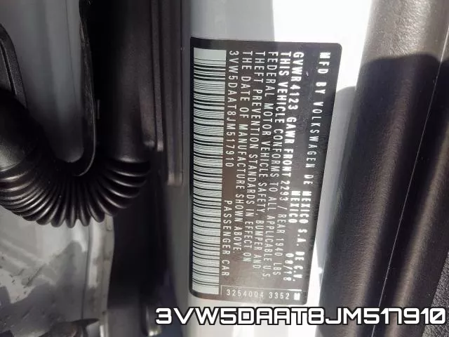 3VW5DAAT8JM517910 фото 2
