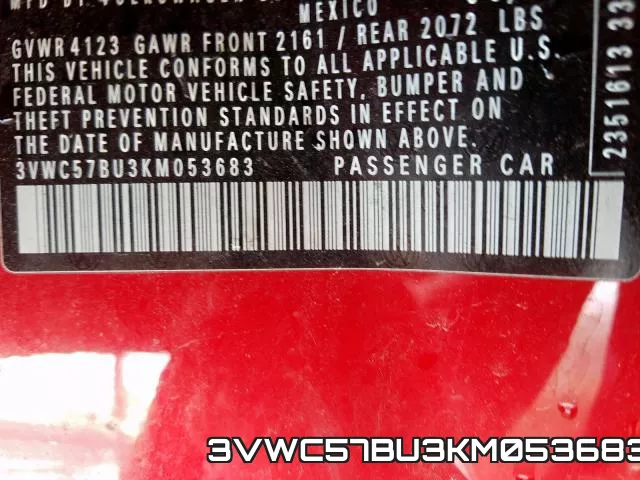 3VWC57BU3KM053683 фото 2