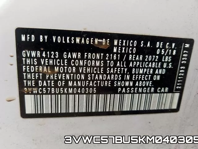 3VWC57BU5KM040305 фото 2
