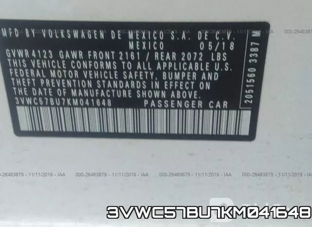3VWC57BU7KM041648 фото 10