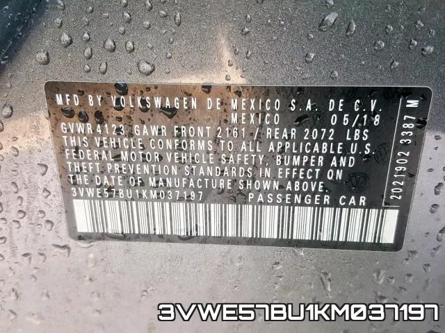 3VWE57BU1KM037197 фото 2