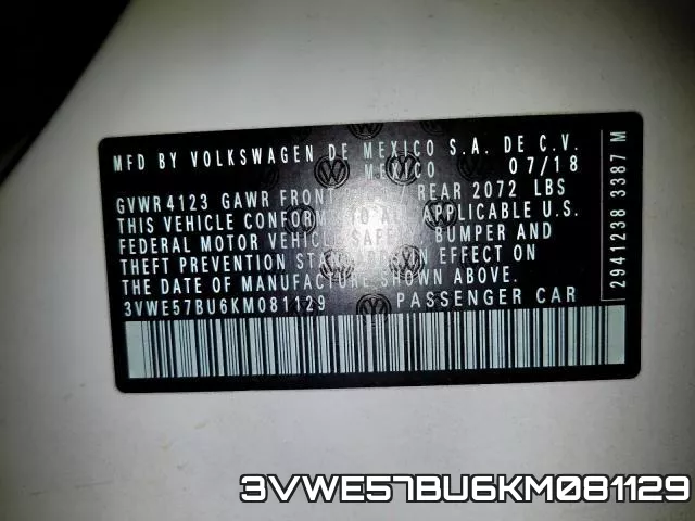 3VWE57BU6KM081129 фото 2