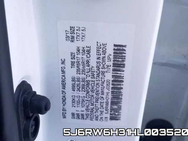 5J6RW6H31HL003520 фото 2