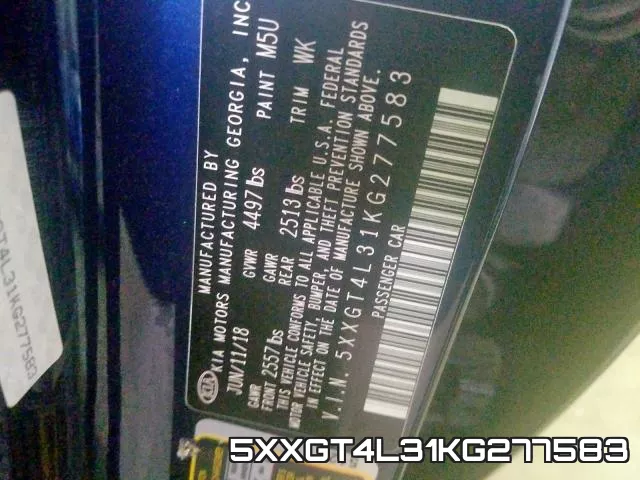 5XXGT4L31KG277583 фото 2