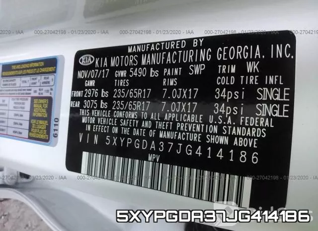 5XYPGDA37JG414186 фото 10