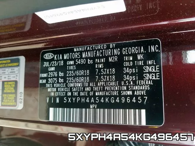 5XYPH4A54KG496457 фото 2
