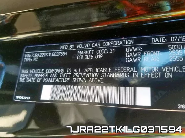 7JRA22TK1LG037594 фото 2