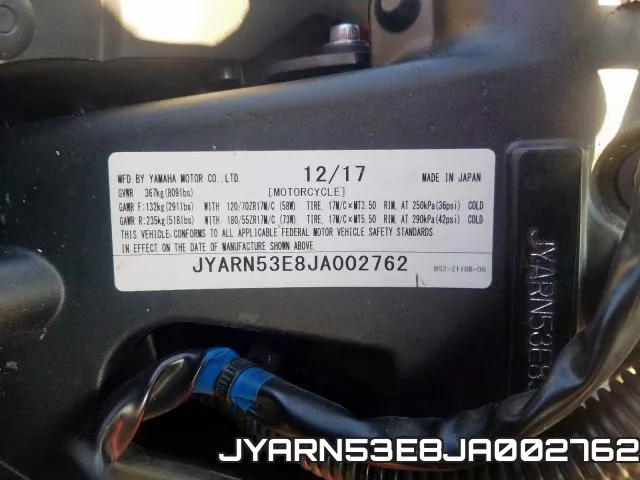 JYARN53E8JA002762 фото 2