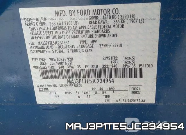 MAJ3P1TE5JC234954 фото 10