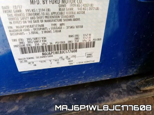 MAJ6P1WL8JC177608 фото 2